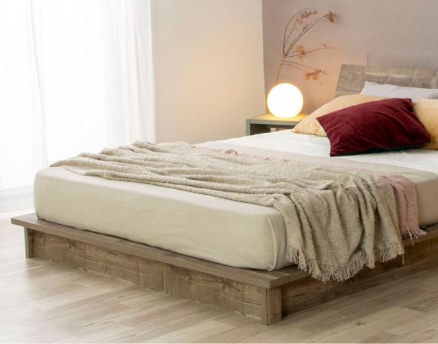 ローベッド ダブル Apel LUKA すのこ 廃材再利用 （ ベッド ベット フロアベッド ベッドフレーム 低い 木目調 地球温暖化防止 北欧 モダン ナチュラル ）