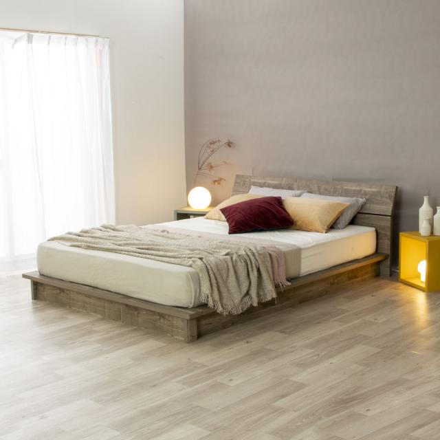 ローベッド ダブル Apel LUKA すのこ 廃材再利用 （ ベッド ベット フロアベッド ベッドフレーム 低い 木目調 地球温暖化防止 北欧 モダン ナチュラル ）