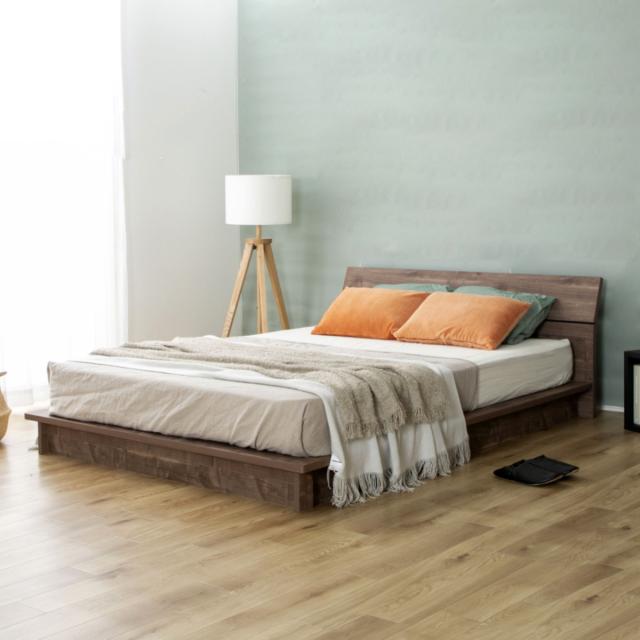 ローベッド ダブル Apel LUKA すのこ 廃材再利用 （ ベッド ベット フロアベッド ベッドフレーム 低い 木目調 地球温暖化防止 北欧 モダン ナチュラル ）