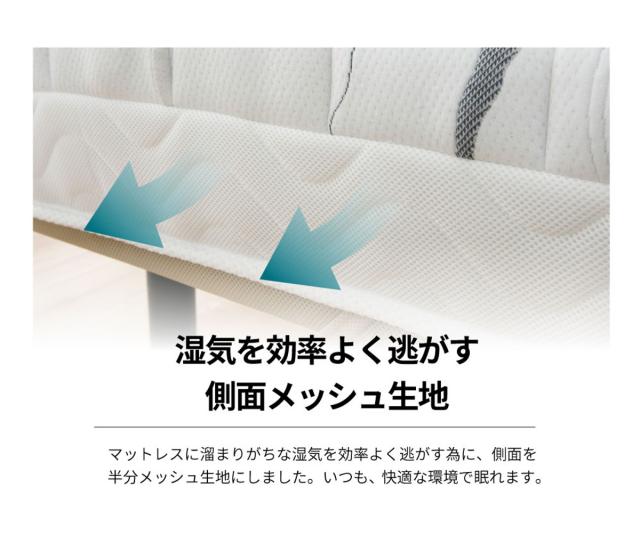 電動ベッド用マットレス 夜香care シングル 日本製 （ ポケットコイル レギュラー ハード 硬め 抗菌 防臭 防ダニ 体圧分散 マットレス マットレスのみ ）_9