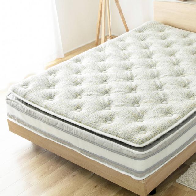 極厚ピロートップ 硬さの選べる マットレス ワイドダブル サンライズイエロー 咲夜NoWay! （ 極厚 ピロートップ 選べる硬さ 体圧分散 抗菌 防ダニ 日本製 厚さ27cm 柔らかめ ジャスト 硬め キープ イエロー 圧縮梱包 ）の通販は 55,680円