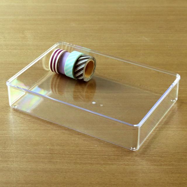 小物ケース LL クリアケース 角丸タイプ 透明 収納 デスコシリーズ 約 幅22.2×奥行16.6×高さ4.9cm （ 小物収納 小物入れ 収納ケース ケース 小物 アクセサリー パーツボックス スタッキング 仕分け 小分け 日本製 ）