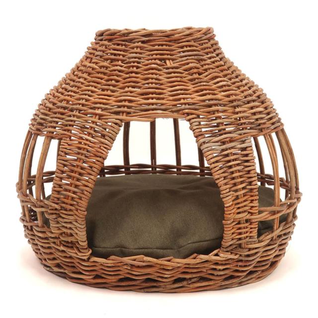 ベッド 猫 キャットハウス ドーム ラタン （ ペットハウス 猫ハウス