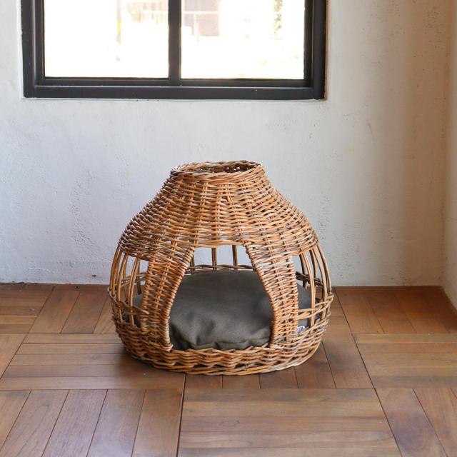 ベッド 猫 キャットハウス ドーム ラタン （ ペットハウス 猫ハウス