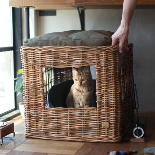 は*）様 売り切れ　猫トイレカバー　ラタン調　洗えるラタン調の猫トイレカバー　ベ Amazon | [ベルメゾン] 猫トイレカバー ラタン調 洗える | BELLE
