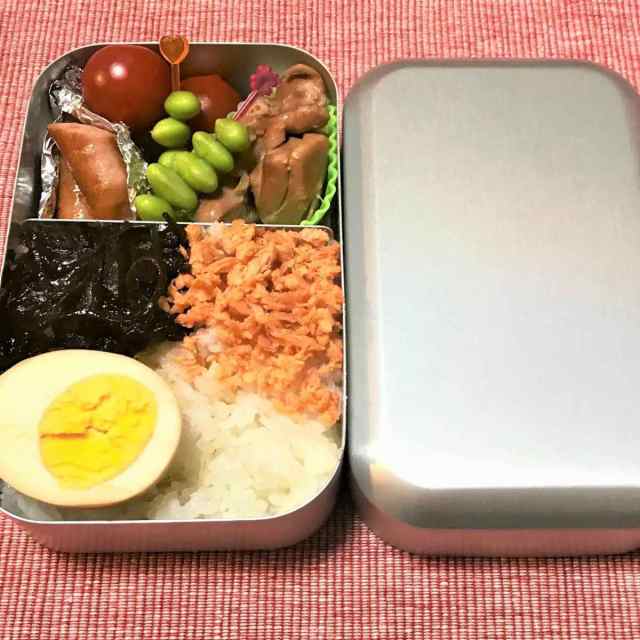 弁当箱 1段 400ml アルミ 角丸型 弁当箱 1段（ お弁当箱 ランチボックス お弁当 弁当 一段 アルミ弁当箱 仕切り付き 一段弁当箱 日本製