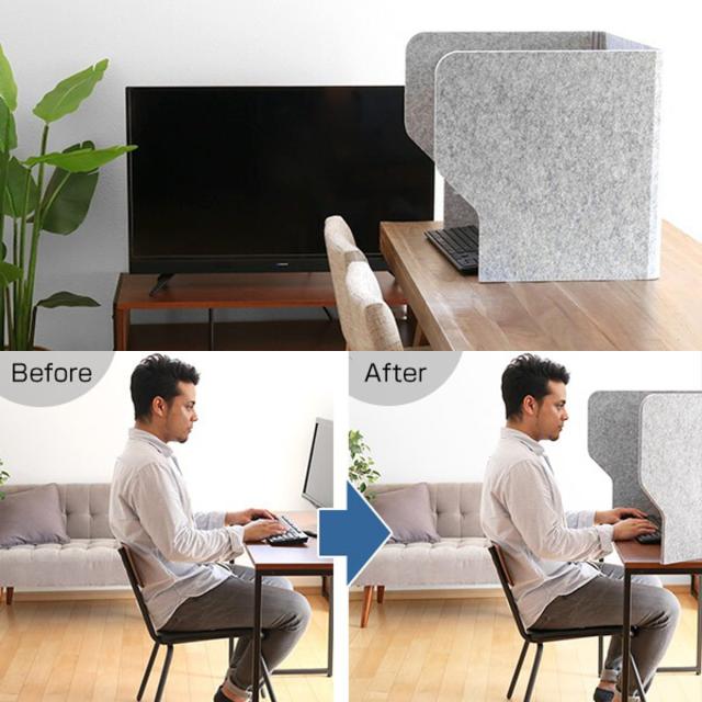 デスクトップパネル 60cm 2個セット 机 パーテーション 自立 （ デスクパーテーション 衝立 フェルト 机上 目隠し 吸音 ガードスタンド 間仕切り オフィス 折りたたみ 卓上 防音 仕切り 簡易 防音パネル 吸音パネル ）_6