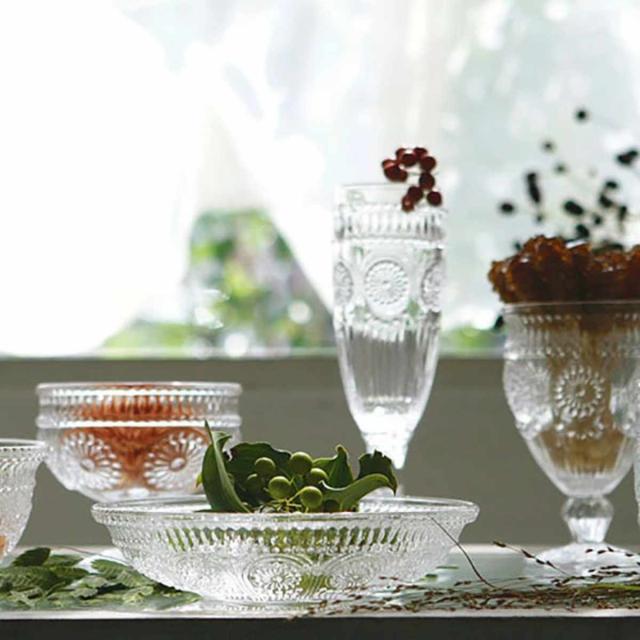 クラックガラス 花器 フルーツコンポート エメラルドクウォーツ