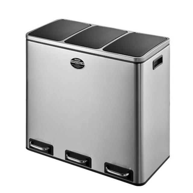 ダルトン DULTON ゴミ箱 コンパートメントビン 54L ステンレス （ 分別 ごみ箱 キッチン ステンレス製 ふた付き ペダル ごみばこ ダストボックス おしゃれ カウンター下 3分別 インナーボックス 54 リットル ）_2