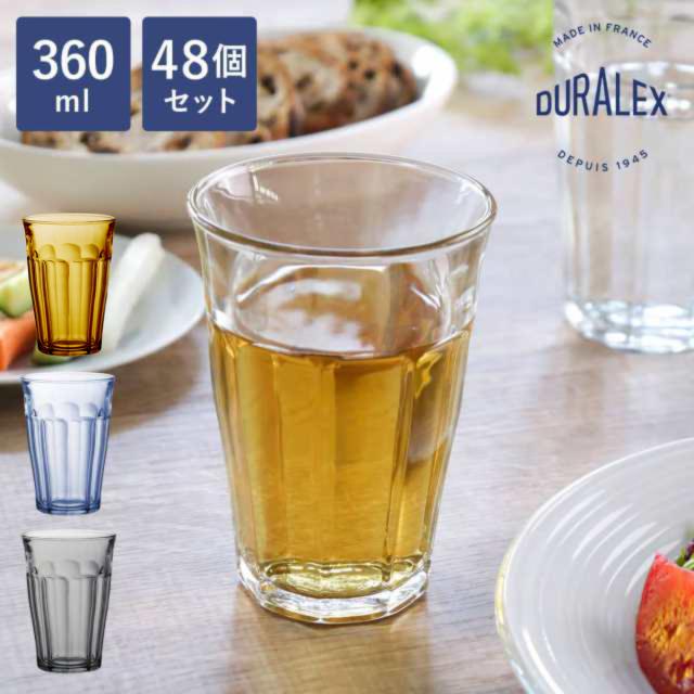 DURALEX デュラレックス グラス 48個セット 360ml PICARDIE ピカルディ 強化ガラス （ 食洗機対応 電子レンジ対応 コップ ガラス ガラスコップ カップ 丈夫 物理強化ガラス 耐熱 シンプル クリア 透明 洋食器 おしゃれ ガラス食器 ）