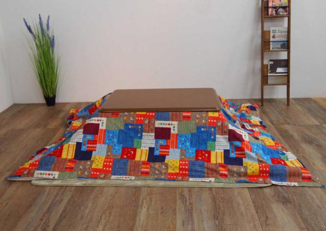 こたつ布団カバー 185×235cm 長方形 綿100％ 日本製 （ こたつ布団 カバー コタツ布団 洗える コタツ布団カバー こたつカバー コタツカバー パッチワーク風 おしゃれ 国産 紐付き 静電気 炬燵カバー 掛け布団カバー 洗濯 ）_1