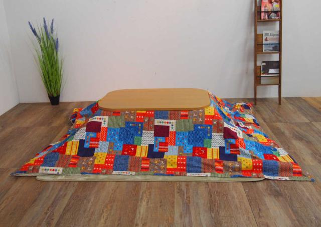 こたつ布団カバー 185×235cm 長方形 綿100％ 日本製 （ こたつ布団 カバー コタツ布団 洗える コタツ布団カバー こたつカバー コタツカバー パッチワーク風 おしゃれ 国産 紐付き 静電気 炬燵カバー 掛け布団カバー 洗濯 ）_2
