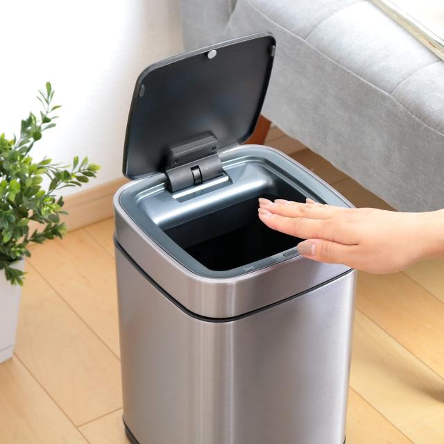 EKO ゴミ箱 12L エコスマートX センサービン （ イーケーオー ごみ箱 12リットル センサー式 自動開閉 ステンレス 小さい 充電式 ふた付き 分別 一年保証付き スタイリッシュ ゴミ箱 分別）_11