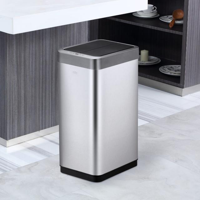 EKO ゴミ箱 45L ファントムX センサービン ステンレス （ イ−ケーオー ごみ箱 45リットル 45 センサー 自動開閉 両開き 電池式 キッチン 一年保証付き 自動 角型 大容量 大きい 大きめ ふた付き シンプル シルバー レッド ホワイト ）の通販は