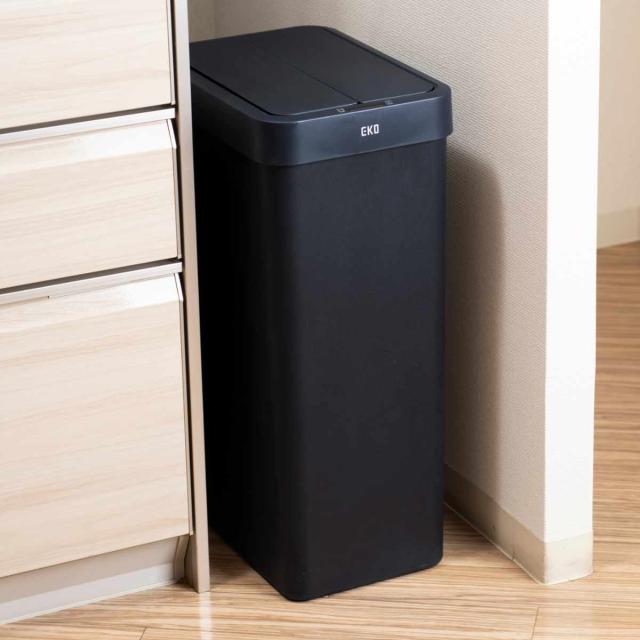 EKO ゴミ箱 50L エックスウィングライトセンサービン （ イーケーオー ごみ箱 50リットル 自動開閉 センサー スリム 電池式 ふた付き 大容量 1年間保証付 シンプル ブラック ホワイト ）_4