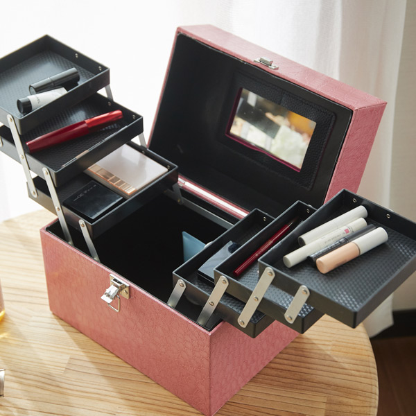 コスメボックス レザー調 トレイ付き 鏡付き メイクボックス 送料無料 コスメ 化粧品 収納 メイク 化粧入れ 化粧品ボックス 化粧箱 大の通販はau Pay マーケット リビングート