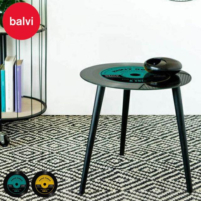 サイドテーブル balvi レコード オシャレ 音楽 ユニーク （ バルビ ミニテーブル テーブル ソファサイド ベッドサイド ガラス 丸テーブル ナイトテーブル コーヒーテーブル ベッドテーブル 玄関 ディスプレイ 飾り台 ）