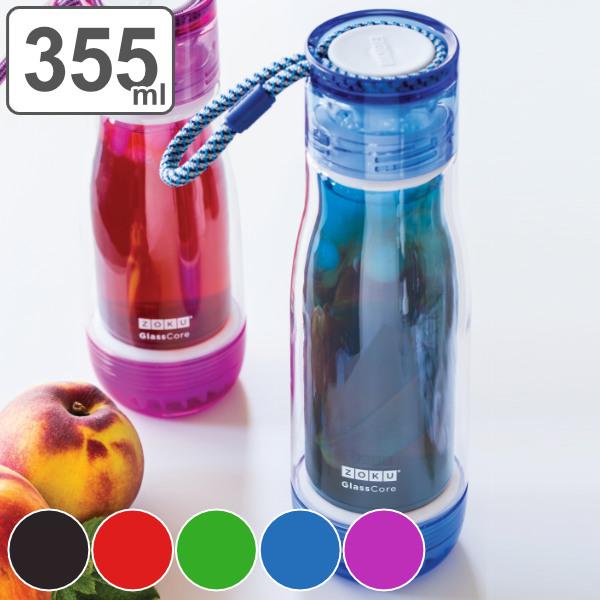 水筒 355ml ダブルウォール ZOKU ゾク コアボトル （ 直飲み ダイレクトボトル グラススインナーボトル ダイレクト ボトル 大人 直のみ 二層構造 ストラップ付き すいとう グラスボトル ウォーターボトル ）