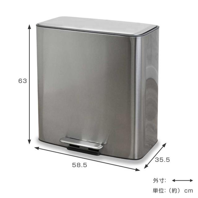 ゴミ箱 56L 28Lx2 bcl ステンレス 分別 （ ごみ箱 56l 28リットル 28l ダストボックス ペダル フタ付き ワイド シンプル キッチン リビング おしゃれ 安全 お手入れ簡単 ゴミ箱 ふた付き ゴミ箱 おしゃれ）_1