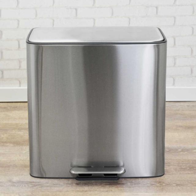 ゴミ箱 56L 28Lx2 bcl ステンレス 分別 （ ごみ箱 56l 28リットル 28l ダストボックス ペダル フタ付き ワイド シンプル キッチン リビング おしゃれ 安全 お手入れ簡単 ゴミ箱 ふた付き ゴミ箱 おしゃれ）_2