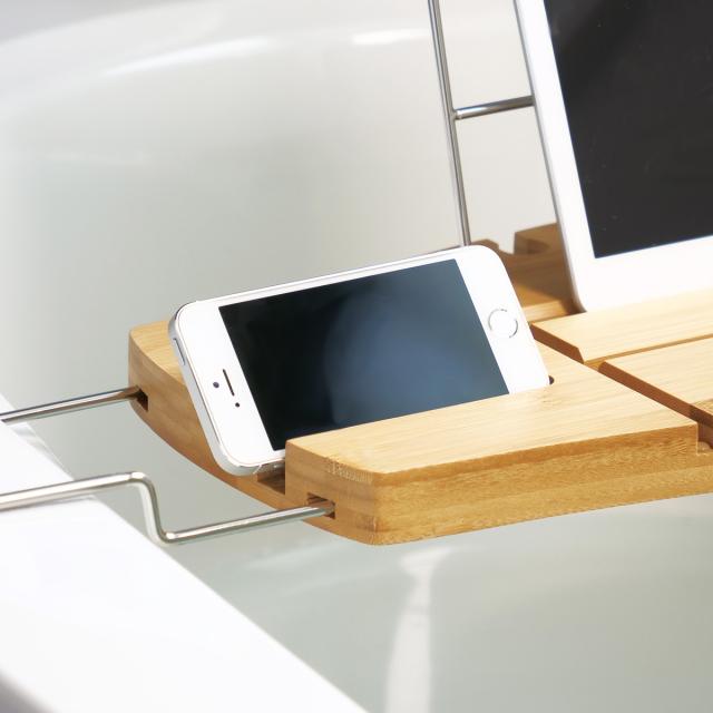 バススタンド umbra アンブラ アクアラ バスタブキャディ お風呂 スタンド スマホスタンド （ タブレットスタンドラック バスタブトレー バスラック スマホ タブレット 伸縮 収納 半身浴 バスタイム 浴槽 読書 お風呂収納 ）_6