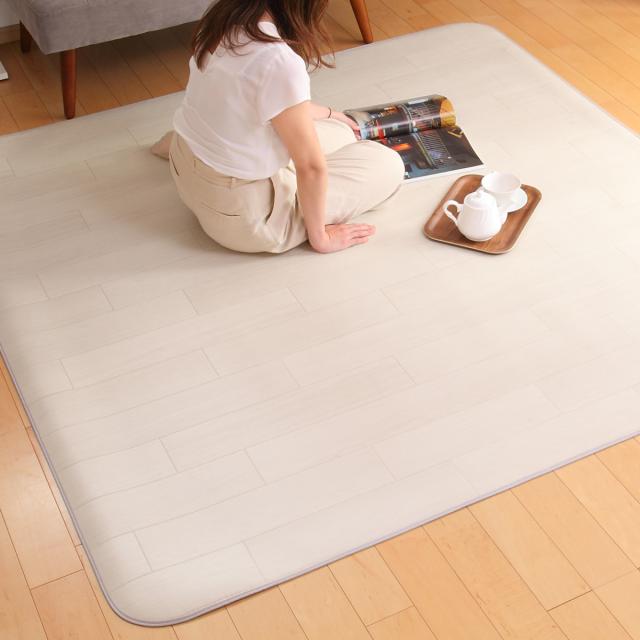 ラグ 182×182cm ラグマット ダイニングラグ オーク 既製サイズ （ 撥水 拭ける 木目 ダイニングラグマット フロアマット 撥水加工 抗菌 防カビ 防水 防炎 日本製 リビング ダイニング 子ども部屋 耐久性 ）