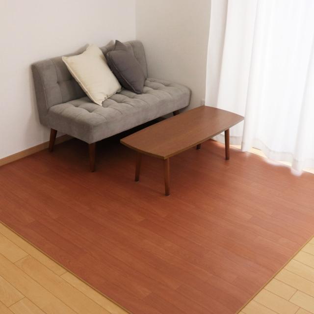 ラグ 182×182cm ダイニングラグ サクラ 消臭タイプ 既製サイズ （ 撥水 拭ける 木目 木目調 マット フロアマット 正方形 撥水加工 消臭加工 抗菌 防カビ 防水 防炎 日本製 リビング ダイニング 子ども部屋 ）