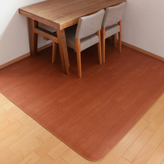 ラグ 182×182cm ダイニングラグ サクラ 消臭タイプ 既製サイズ （ 撥水 拭ける 木目 木目調 マット フロアマット 正方形 撥水加工 消臭加工 抗菌 防カビ 防水 防炎 日本製 リビング ダイニング 子ども部屋 ）