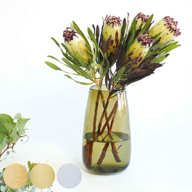 花瓶 DGティアドロップベース ガラス 直径15x高さ26cm （ フラワーベース 花びん 花器 ベース 花 飾る 手作り 卓上 花入れ 生花 ドライフラワー グリーン 口が広い インテリア フラワーグラス 泡入り 吹きガラス おしゃれ ）の通販は 7,260円