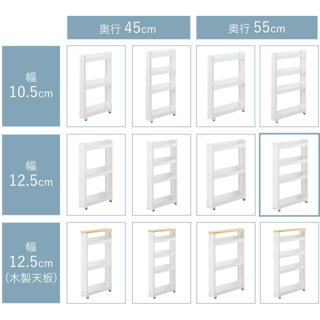 キッチンワゴン スマートワゴン Fit W125 幅12.5cm 奥行55cm 4段