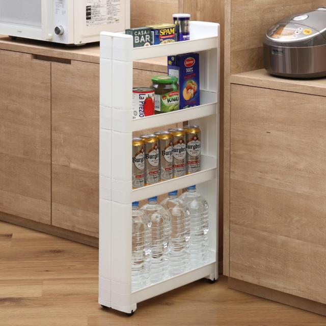 スリムサイズ キッチン収納ワゴン 幅55 キッチンワゴン スマートワゴン Fit W125 幅12.5cm 奥行55cm 4段