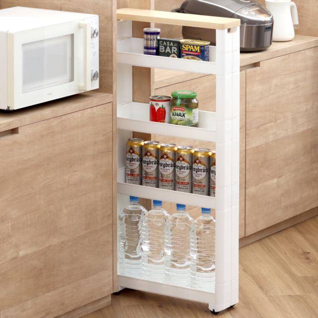 キッチンワゴン スマートワゴン Fit WT55 幅12.5cm 奥行55cm 5段 （ 木