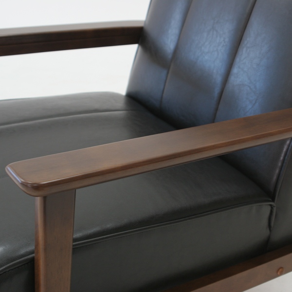 ソファ 幅65cm 一人掛け 1人用 レザー調 ひじ掛け 木製 合成皮革