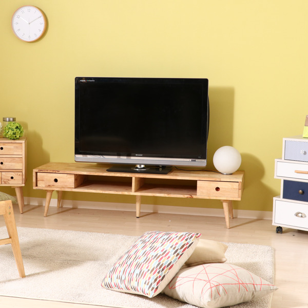 テレビ台 ローボード ナチュラルテイスト 天然木 幅150cm （ テレビラック 引出し付 TV台 TVボード リビング収納 TVラック 収納 ラック リビングボード 木製 木目 北欧 ナチュラル おしゃれ ）_2