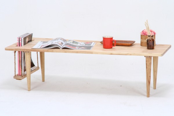 センターテーブル 幅120cm 木製 天然木 ブランコ 収納 マガジンラック ローテーブル テーブル 机 リビング （ リビングテーブル  カフェテ｜au PAY マーケット
