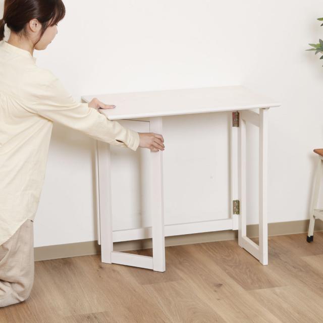 ワークデスク 幅70cm 折りたたみ コンパクト （ デスク サブテーブル 補助テーブル 天然木 木製 省スペース ナチュラル 北欧 シンプル リビング 薄型 完成品 ）_14