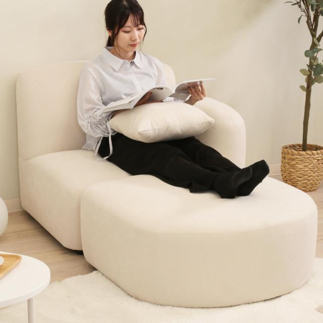 スツール オットマン 座面高35cm Chamill （ 足置き フロアソファ ローソファ ロータイプ 撥水生地 ファブリック 韓国インテリア ナチュラル くすみカラー ）_8