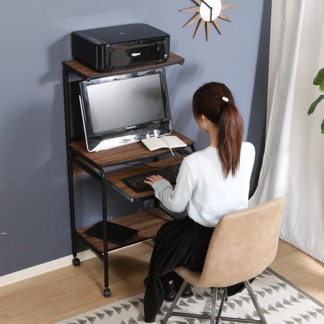 パソコンデスク 収納付 シンプルPCデスク フィット