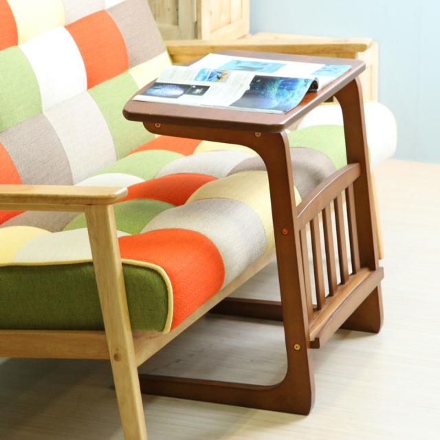 サイドテーブル マガジンラック付 幅55×奥行39.5×高さ55cm （ コの字型
