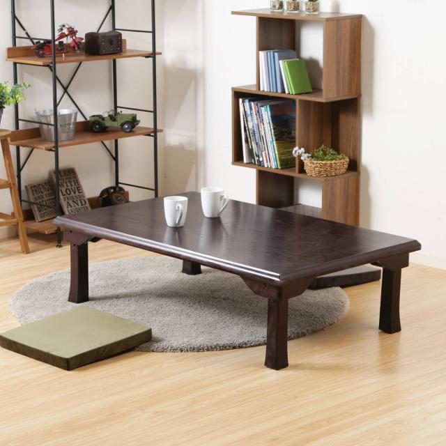 紫檀の和テーブル　良品 ローテーブル 幅120×奥行75×高さ34cm 紫檀色 折脚和風