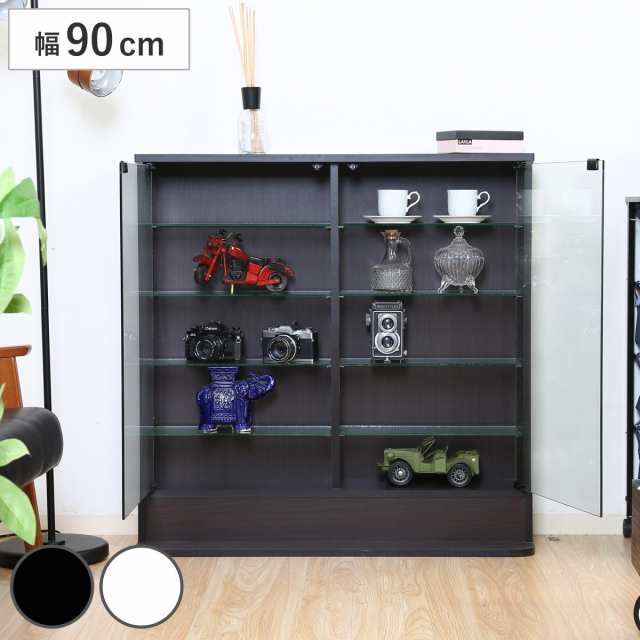 コレクションケース 幅90cm ロータイプ 浅型 ショーケース ガラス棚板 （ ディスプレイケース ガラス製 ガラスケース 収納 キャビネット ガラスキャビネット ディスプレイラック 飾り棚 ディスプレイ ガラス 魅せる収納 おしゃれ ）の通販は