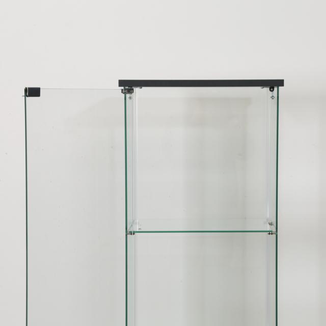 スリムガラスケース 4段棚付き ガラス コレクション ケース 4段 背面ミラー付 スリム 幅42.5cm