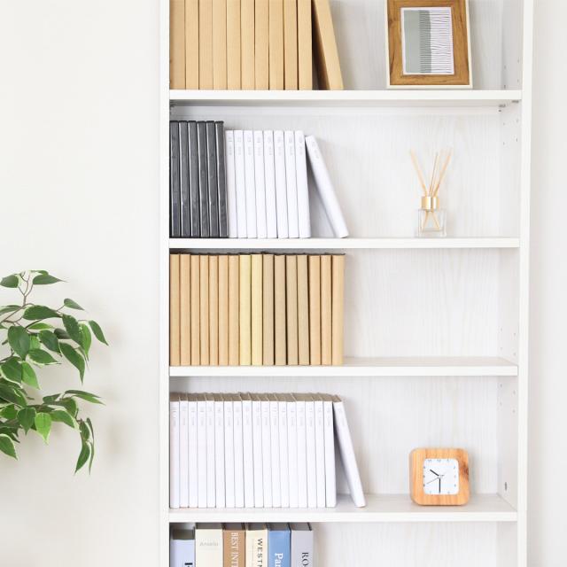 大容量スリム書棚 60幅 オーク （ 本棚 ラック 棚 書棚 A4対応 奥行スリム 収納 省スペース A4 書類 オークホワイト 可動棚 ）_14