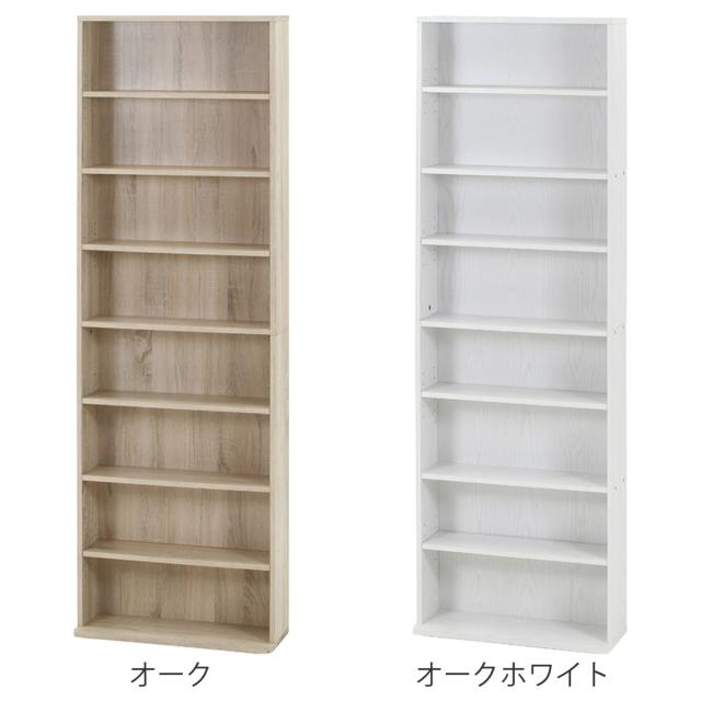 大容量スリム書棚 60幅 オーク （ 本棚 ラック 棚 書棚 A4対応 奥行スリム 収納 省スペース A4 書類 オークホワイト 可動棚 ）_3