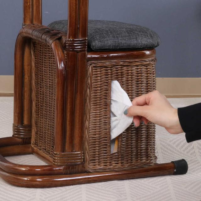 手すり つかまり 収納 ステッキ ラタン 立ち上がり 補助 （ 補助手すり 籐 つかまり立ち サポート 負担軽減 小物収納 ティッシュ 介護 介護用 立ち上がり補助 肘置き 軽量 安定感 すべり止め おしゃれ ）