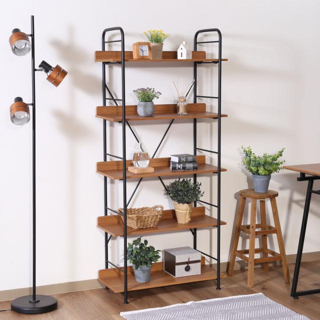 オープンシェルフ 幅71cm 5段 ブルックリン調 スチールラック （ 本棚