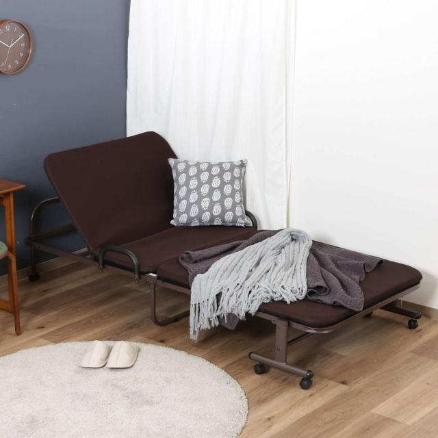 折りたたみベッド シングル リクライニング 折りたたみ ベッド 収納 キャスター （ リクライニングベッド 折り畳み 折りたたみベット 折り畳みベッド シングルベッド 一人暮らし 簡易ベッド マットレス コンパクト ）の通販は