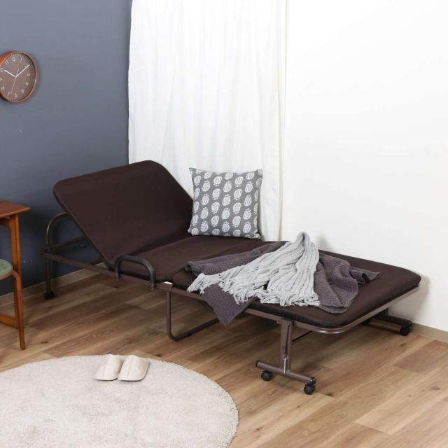 折りたたみベッド シングル ハイタイプ リクライニング 折りたたみ ベッド キャスター （ リクライニングベッド 折り畳み 折りたたみベット 折り畳みベッド シングルベッド 一人暮らし コンパクト ベット ）の通販は