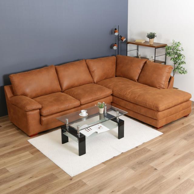 ソファ 幅293cm ROOMS2 Ｌコーナー （ コーナーソファ カウチ 3人掛け 4人掛け PU レザー調 合皮 ゆったり 快適 高級感 ヴィンテージ調 ）