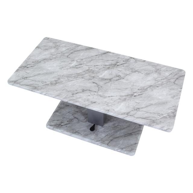 リビングテーブル 昇降式 幅120cm 大理石柄 （ 高さ調節 フットペダル